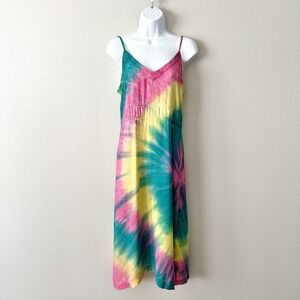 Lacausa Alma Midi Slip Dress Tie Dye Cosmic Swirl Women's Size XS‎ beach